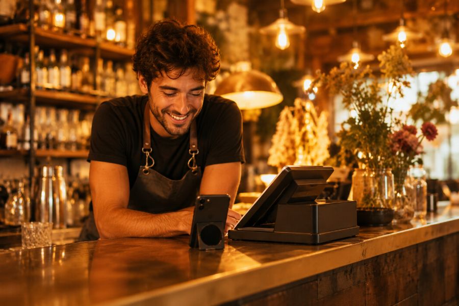 Table pleine dans un restaurant animé